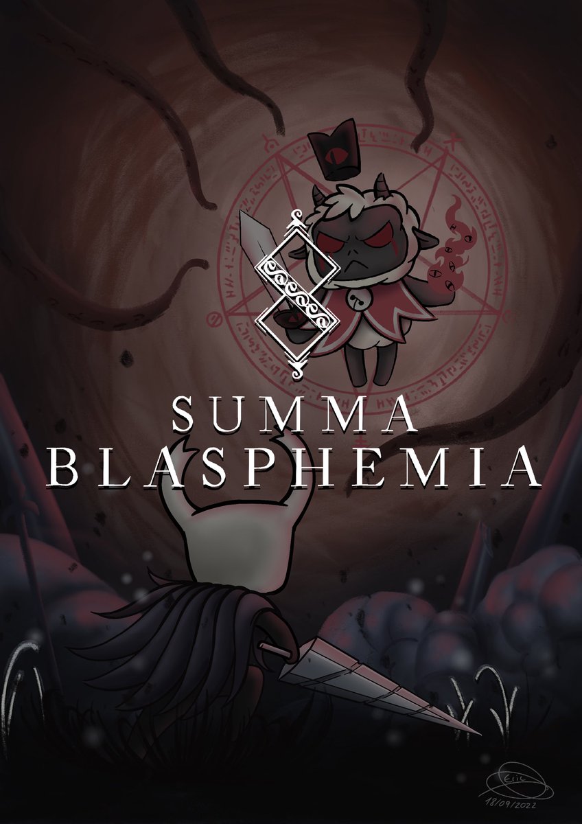 e_borras's tweet photo. No soy mucho de hacer fan arts. @cultofthelamb , me peto la cabeza, en seguida pensé en el #HollowKnight y el penitente enfrentándose a falsos ídolos, se me hace que tiene todo el sentido. 
Pequeño tributo también a @BlasphemousGame 🥺❤️ https://t.co/hdlxrwlfHe