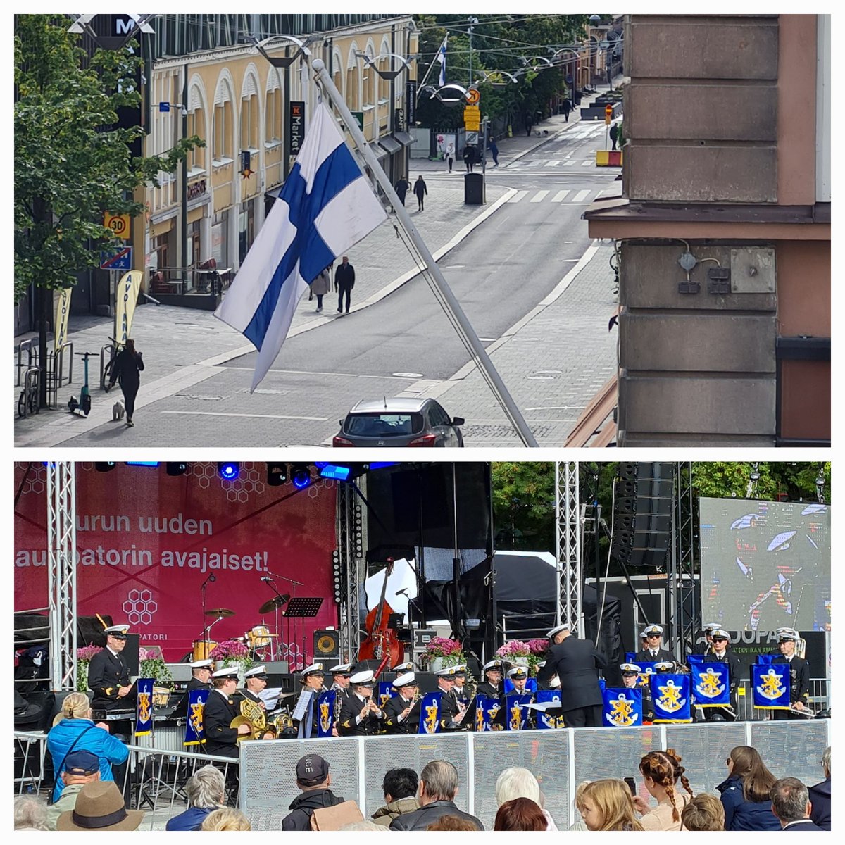 JukkaHammar's tweet photo. Hienoa, että Turussa osaavat liputtaa syntymäpäivämäni ja hyvä soittokuntakin sopivasti paikalla. #syntymäpäivä #turku https://t.co/2Rdpu4cgXi
