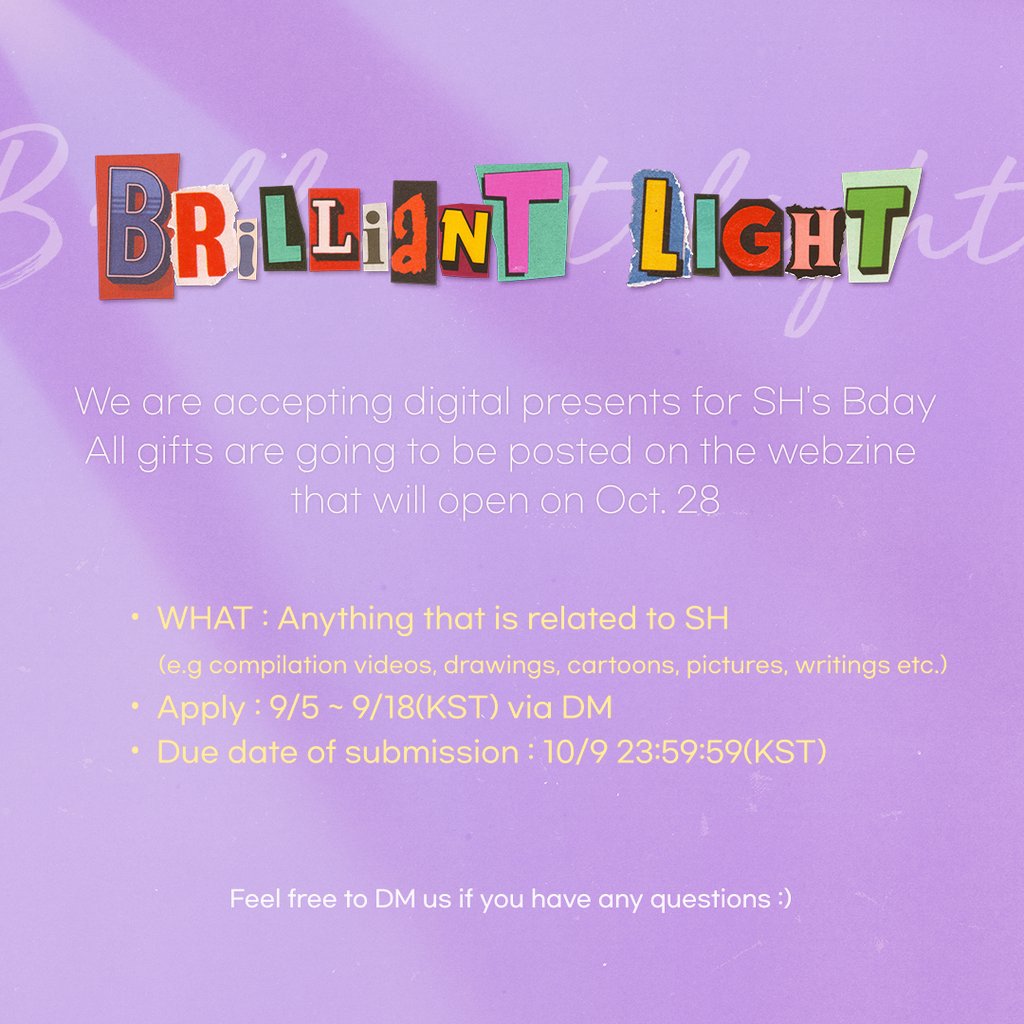 PSH_webzine's tweet photo. 📢Deadline Alert 🛎️H-6🛎️
This is the last day to apply for SH's bday webzine!
Any possible forms of digital presents are welcome♥️
For questions and inquiries, feel free to DM us

▶️Application form : 🔗https://t.co/NmdMB1FYDU

#박서함 #서함짱짱 #Seoham #Parkseoham https://t.co/3mfyt7yHVb