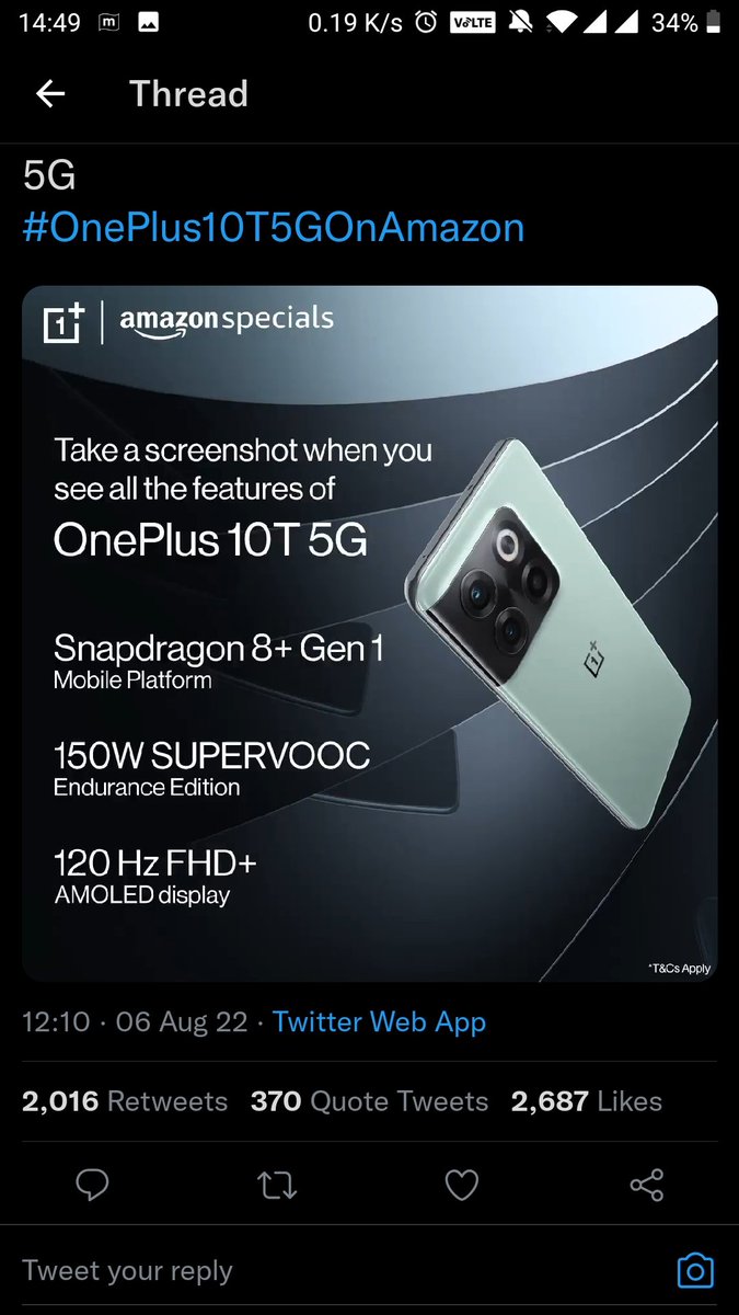 RahulSankhe8's tweet photo. @amazonIN  currently on one plus 3 and looking to upgrade would be great I you can help 😀 https://t.co/JdmpADOgbt