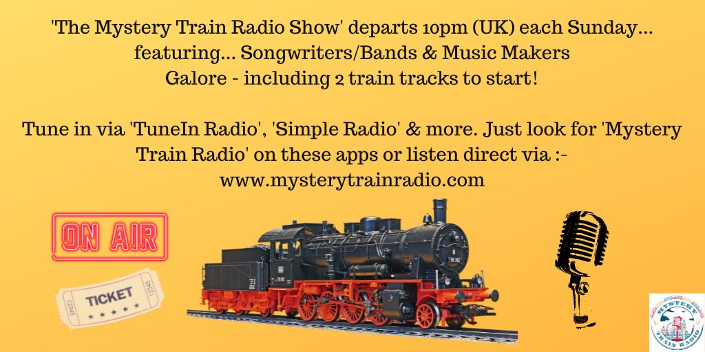 Join Alex 10PM UK - Sunday 18/09 - for 'The Mystery Train Radio Show'.

Inc. <a href="/daniellanois/">Daniel Lanois</a> <a href="/EllieGowers/">Ellie Gowers</a> <a href="/lukesitalsingh/">Luke Sital-Singh</a> <a href="/TheOfficialCCR/">Creedence Clearwater Revival</a> <a href="/ROZIPLAIN/">ROZI PLAIN</a> <a href="/MikeDayMusic/">Michael Day</a> <a href="/AsgeirMusic/">Ásgeir</a> <a href="/ElliotMaginot/">Elliot Maginot</a> <a href="/Siobhan_Miller/">Siobhan Miller</a> <a href="/madicunningham/">Madison Cunningham</a> <a href="/mygirltheriver/">MyGirlTheRiver👩🏻‍🚀New Album out July 5!</a> #leonardcohen.

@ mysterytrainradio.com/listen