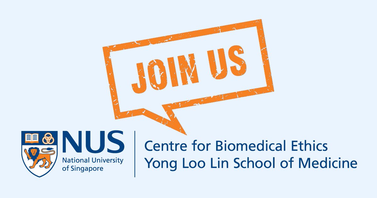 🚨 We are hiring 🚨

Join our team as Assoc (or Assist) Prof in #Bioethics

with possible specialisms in #ReproEthics #Genethics #NeuroEthics #AIEthics #ClinicalEthics #HealthcareEthics #HealthSystemsEthics #PublicHealthEthics

➡️ careers.nus.edu.sg/NUS/job/Kent-R… ⬅️
#Singapore