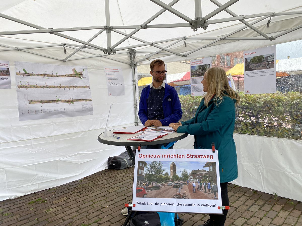 Kom je langs op de markt bij de Plantage vandaag? De gemeente staat er met het ontwerp voor de nieuwe inrichting van de Straatweg. Vandaag tussen 11.00 en 16.00 uur.