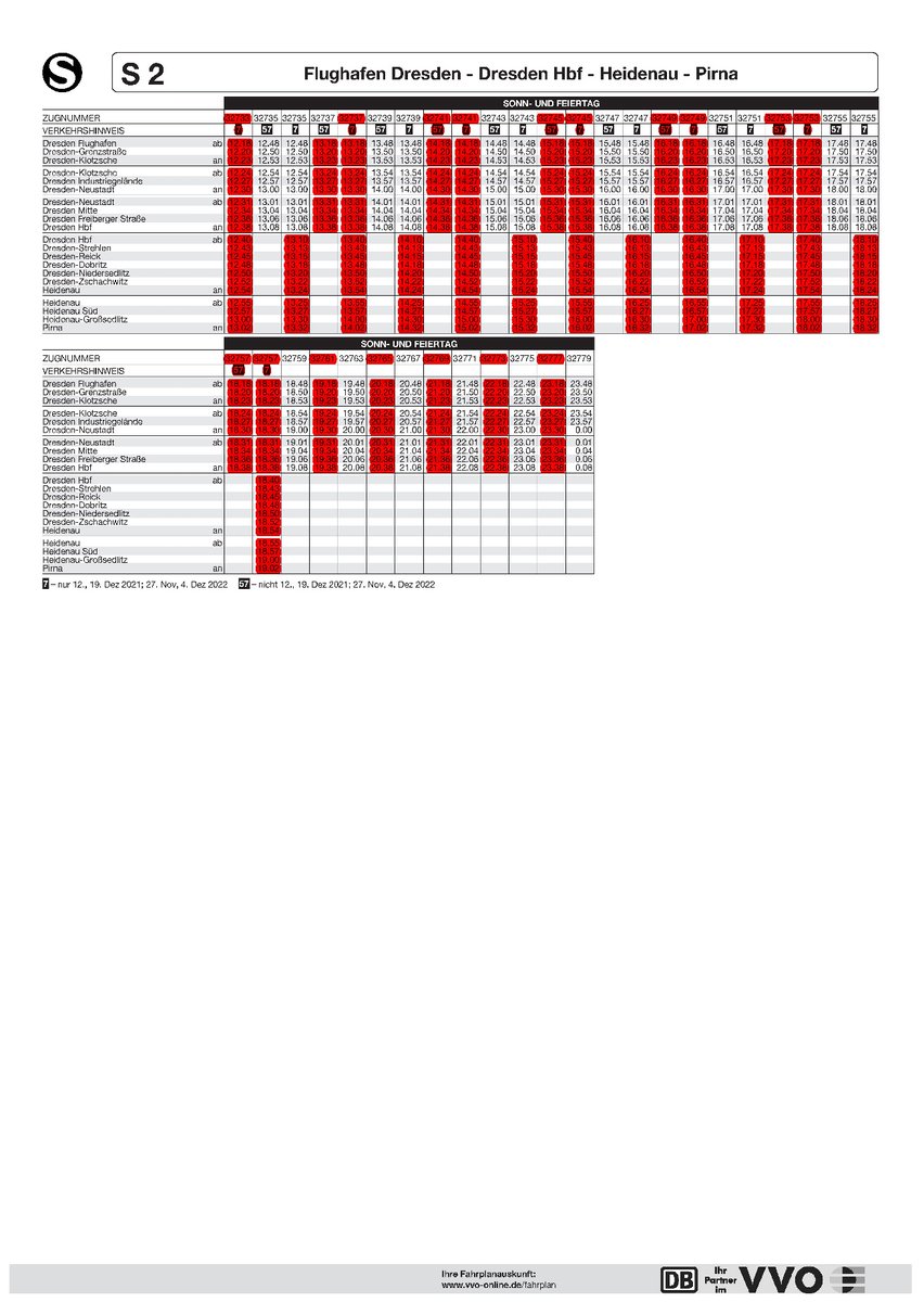 ab Montag dem 19. September 2022 verkehrt die Linie S2 der S-Bahn Dresden, Sonnabend sowie Sonn-/Feiertag, nur jede Stunde.

Ausfälle siehe Anhang.
<a href="/vvo_presse/">VVO presse / dju.social/@vvo_presse</a>