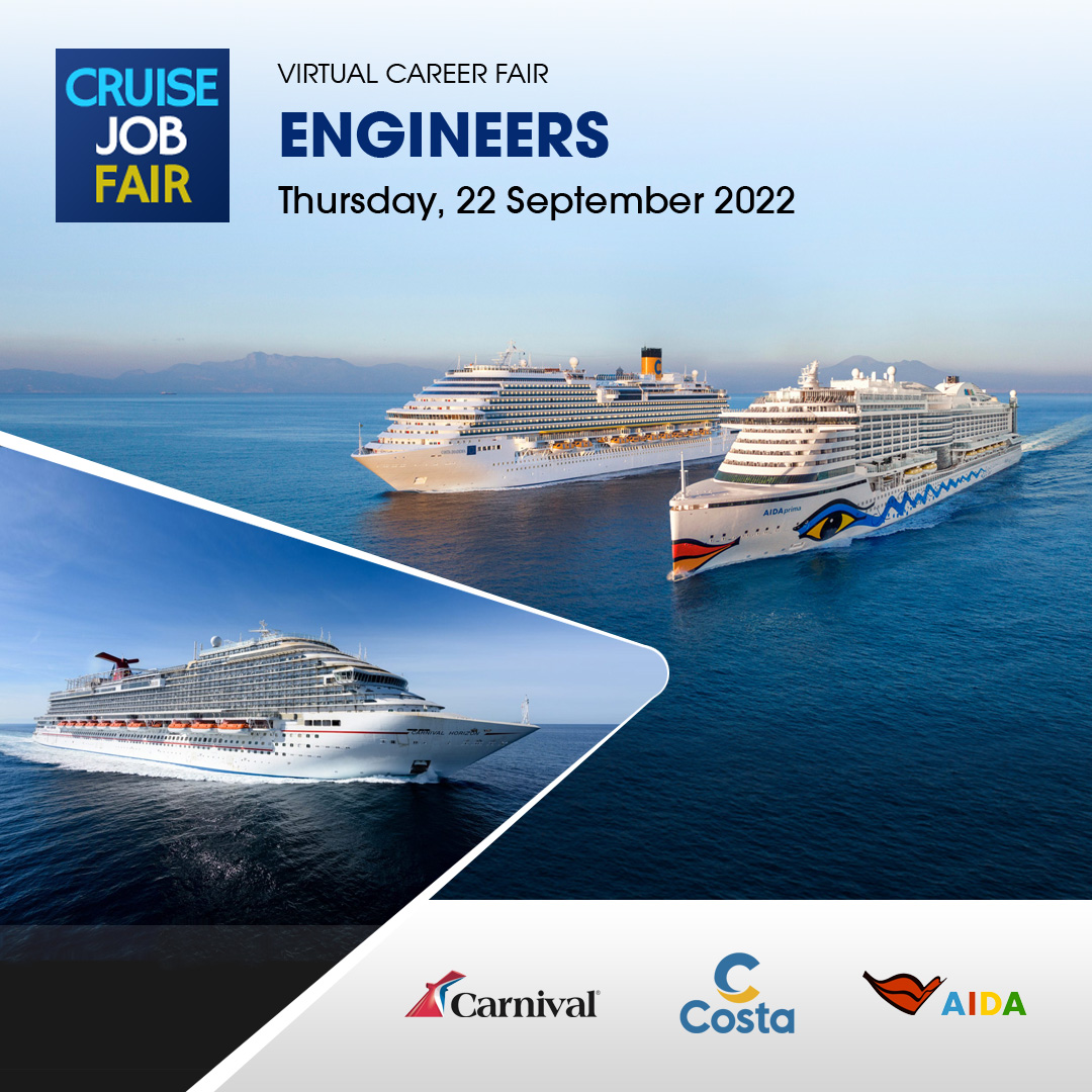 Carnival Cruise Line, Costa Crociere and AIDA Cruises will be interviewing candidates for the following positions:

HVAC Engineer / Technician
Electrical Engineer
Electrician
ETO
2nd Engineer (Carnival Cruise Line only)

Sign up today:
virtual.cruisejobfair.com/events/47/virt…

#cruisejobfair