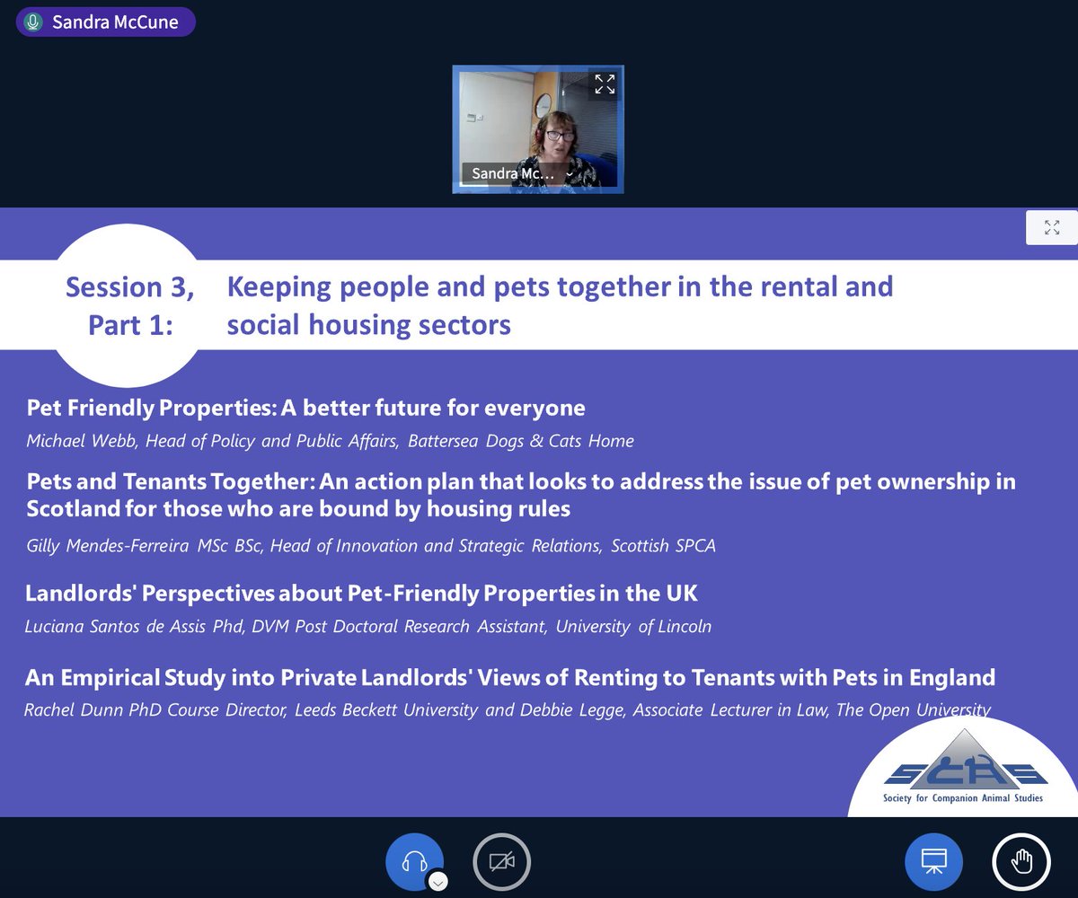 SCASuk's tweet photo. Back from lunch & ready to start Session 3: Part 1! Chaired by Dr. @sandra_mccune. With Micheal Webb from @Battersea_PA , @Gilly_SSPCA , Dr. @Lucianasassis , & Dr. @Rachel_Fun_Dunn + Dr. Debbie Legge. https://t.co/u9qzRKHnlf