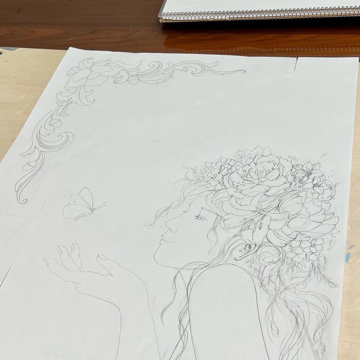 mitra_cocoro's tweet photo. やっと下絵が完成したのでいよいよ背景に取り掛からねば…そのための絵の具やリターダーなど新しい画材を今から試し描きするのがとてもワクワクドキドキ…。うまくいくかな〜😅@otonakogei オトナ工芸魂2022展会期：9/29（木）〜10/4（火）
12：00〜19：00（最終日は17：00まで）#ギャラリーササキ商店 https://t.co/7SOWIU53Jl