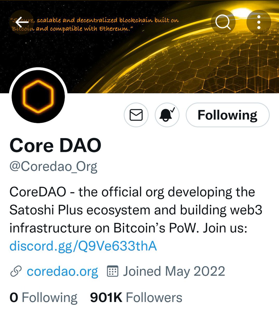 @Coredao_Org congratulations for 900K followers Complete. Next target 1Million in 1 weak. #Core