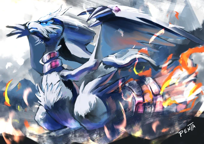 レシラム#ポケモン版深夜の真剣お絵描き60分一本勝負 