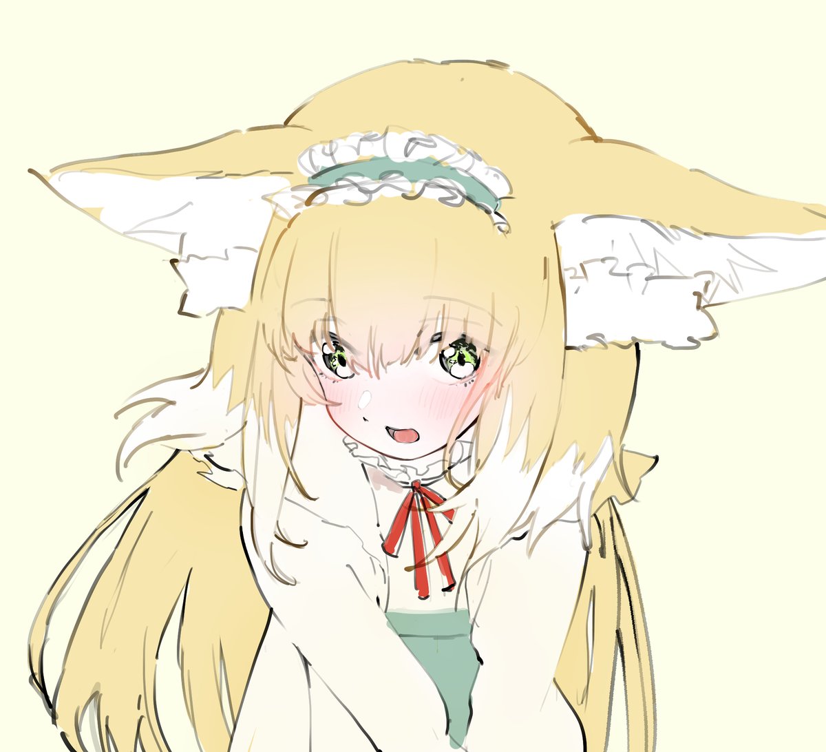 suzuran (arknights) 1girl animal ears fox ears solo blonde hair long hair simple background  illustration images