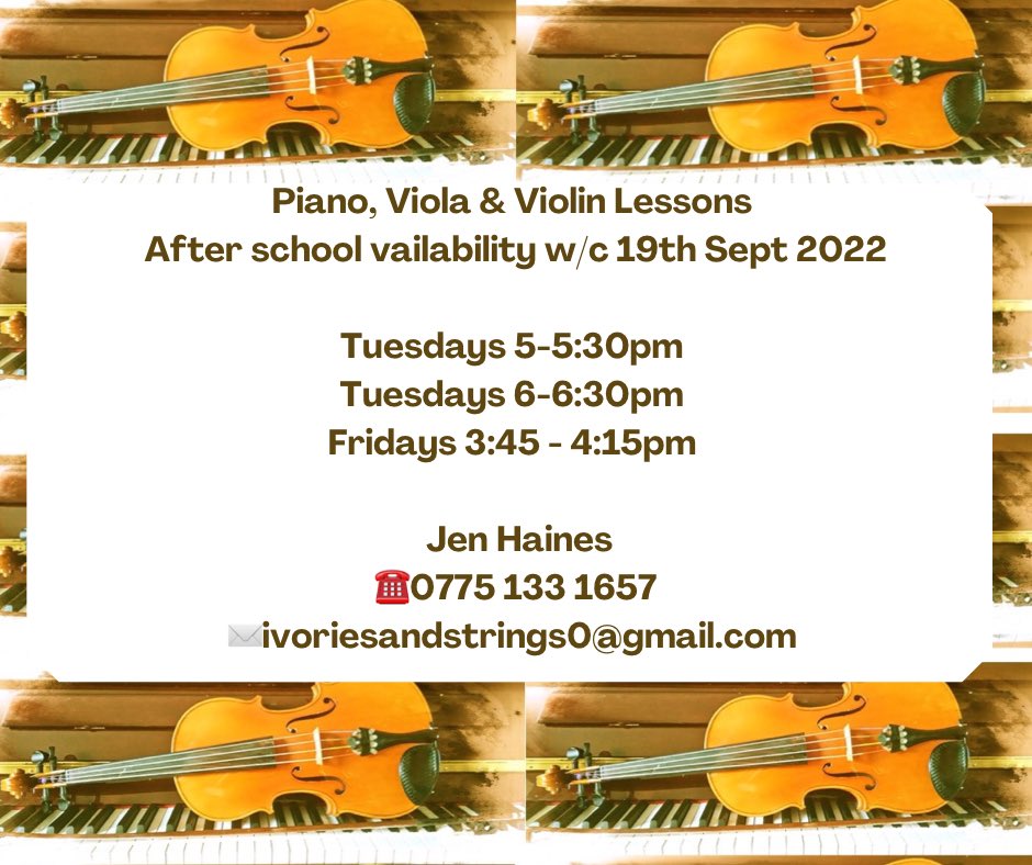 It’s taken a couple of weeks but we now have our availability for #piano #viola #violin #musiclessons for the term ahead. Daytime and after school sessions available in person of online based in #yorkshiredales