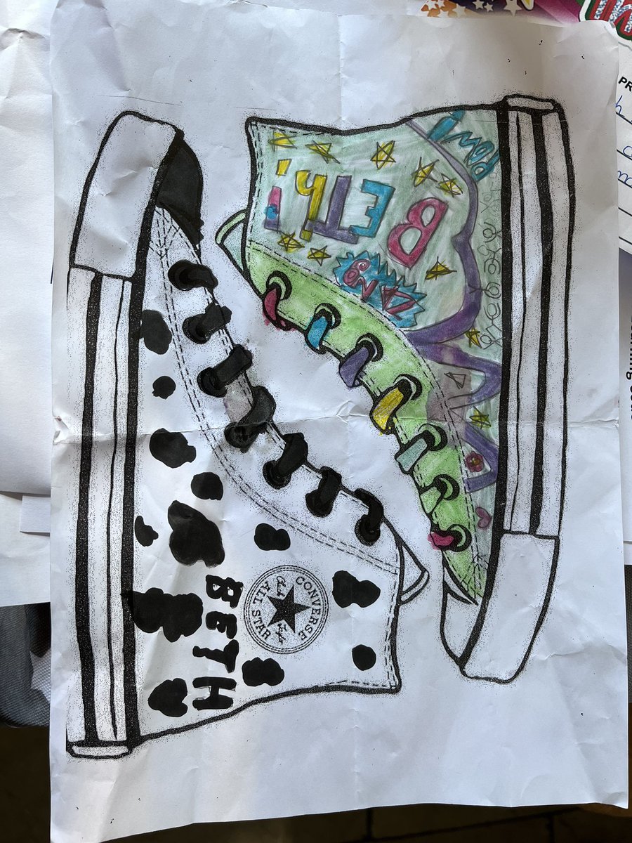 KateElizabethK8's tweet photo. @Converse look what my daughter has designed- I would genuinely buy the cow print ones ❤️ https://t.co/EpJp0wylPT