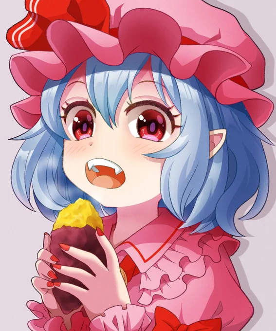 イラスト完成しました「えっと・・・フランも食べる?」#東方Project #レミリア・スカーレット 