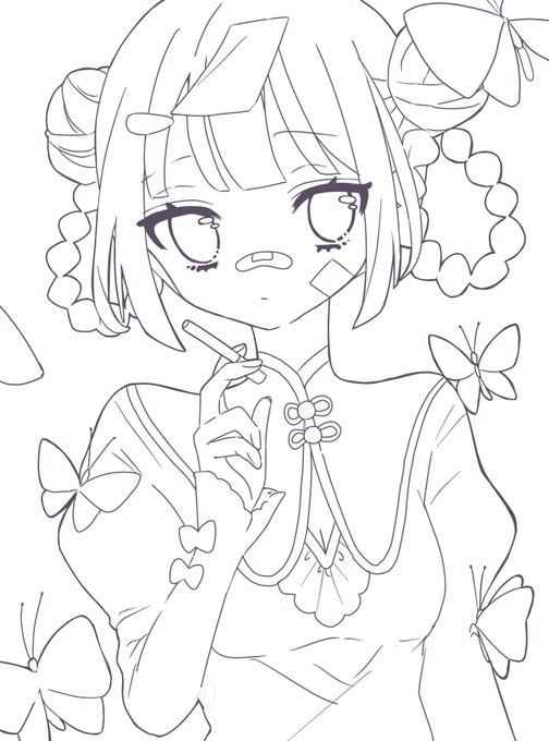 こちらの線画、花奏ちゃん(@ring_summer )に塗ってもらいましたーーー!!!可愛く塗ってもらえて嬉しい✨

↓よければこちらの線画自由に塗って遊んでみてください 