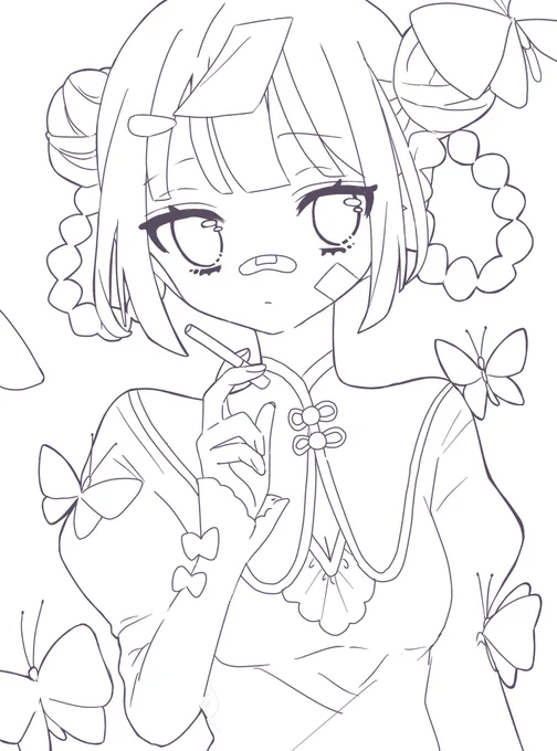 こちらの線画、花奏ちゃん(@ring_summer )に塗ってもらいましたーーー!!!可愛く塗ってもらえて嬉しい✨

↓よければこちらの線画自由に塗って遊んでみてください 
