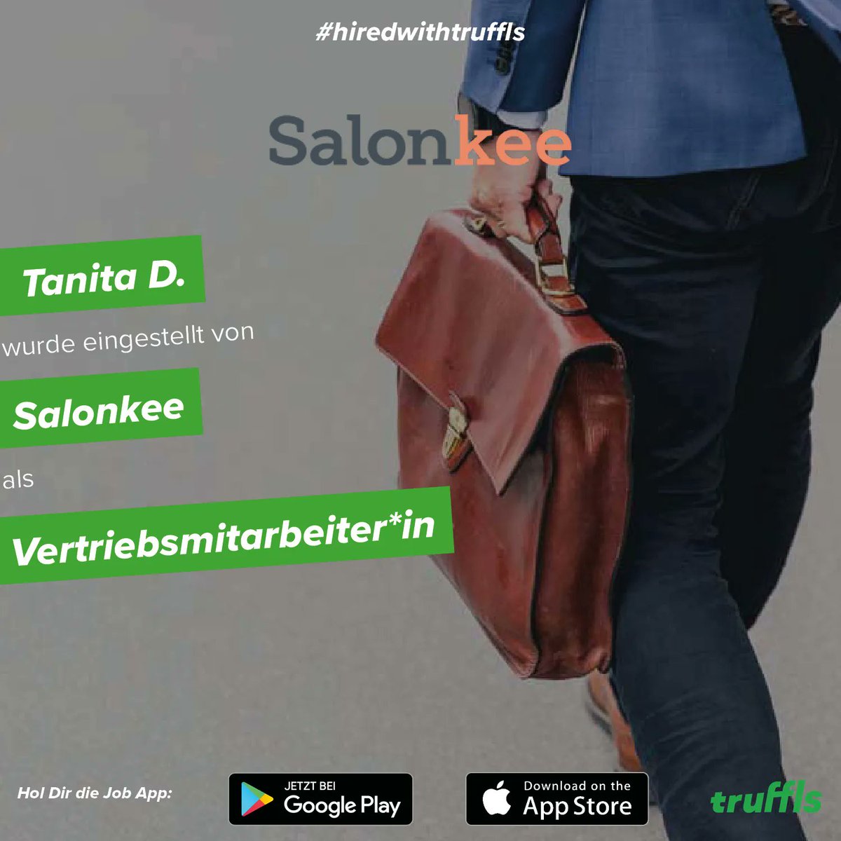 truffls's tweet image. Tanita &amp;amp; Salonkee - Auf eine erfolgreiche Zukunft 💚 
#truffls #jobapp #job #jobs #hired #recruiting #recruiter #talent #hire #newjob #personalwesen #hr
