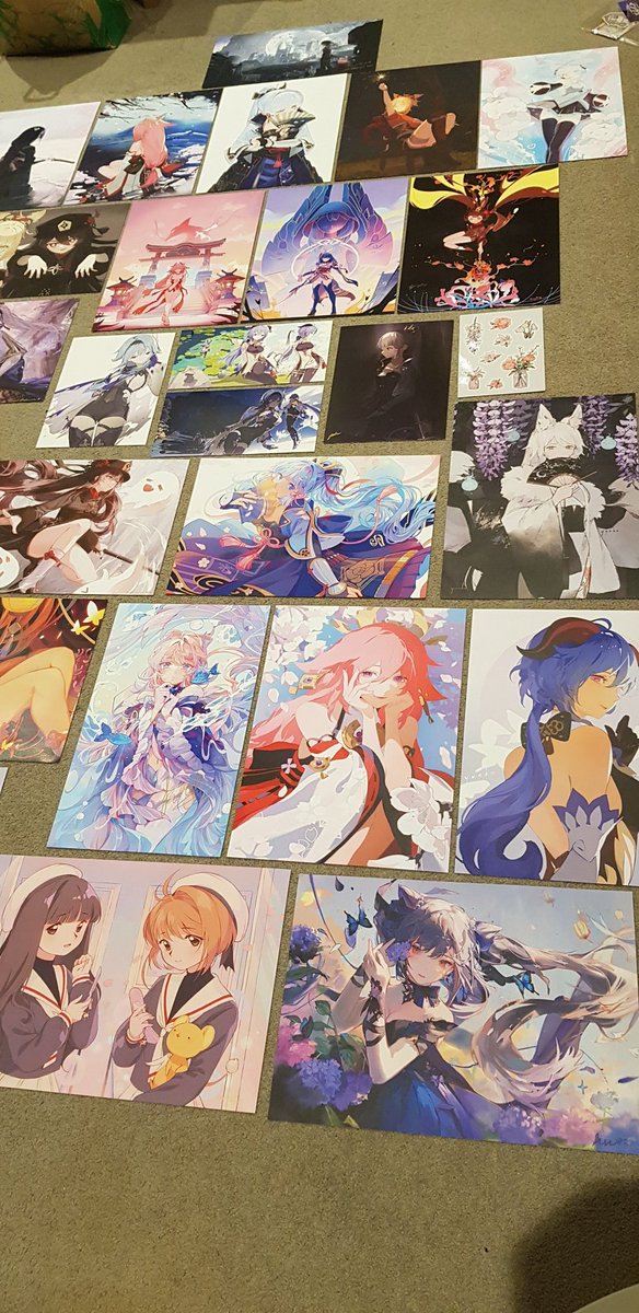 CRX Aus haul 💕💕 thanks for the beautiful art .. They will take my wall virginity

artists: @qosicart | @fishofthelakes | @guryfrog | @_keiuu | @joshu7_ @kirabunni |  @yueko__ | @InxanityOCE | @koichame | @mistedsky 

#CRXAUS #crx_aus 