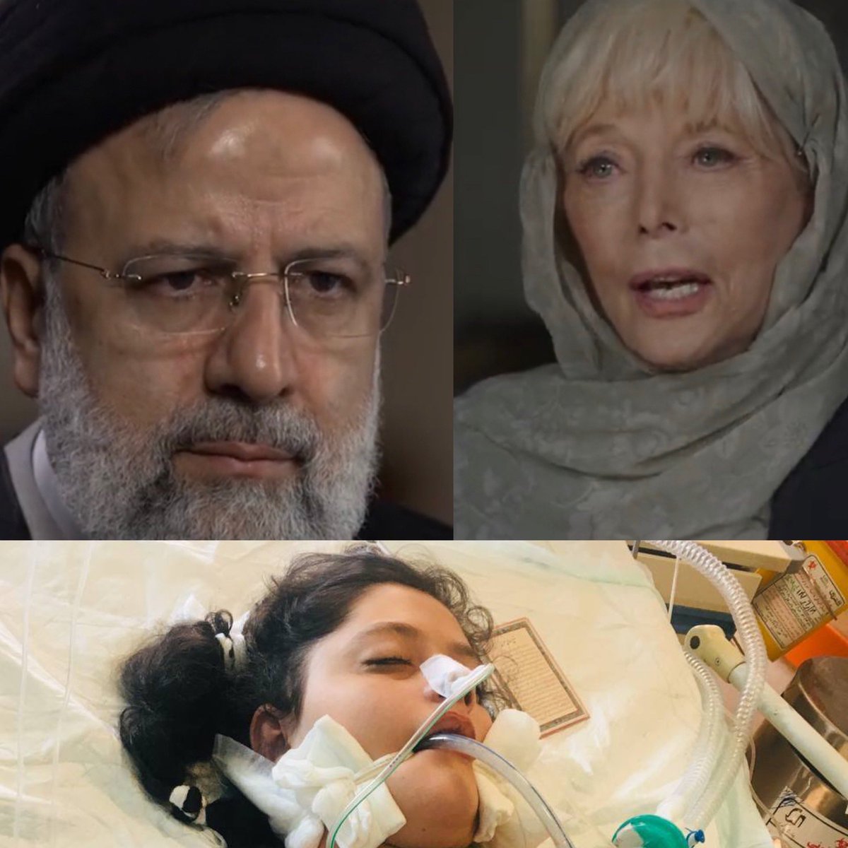 A 22 Yr old #MahsaAmini got killed after being beaten by hijab police in Iran. Right after the tragedy٫ <a href="/LesleyRStahl/">Lesley Stahl</a> wear hijab to interview Ebrahim Raisi who is responsible for the murdering. By obeying forced hijab, you legitimize our oppressors to kill more of us. #LetUsTalk
