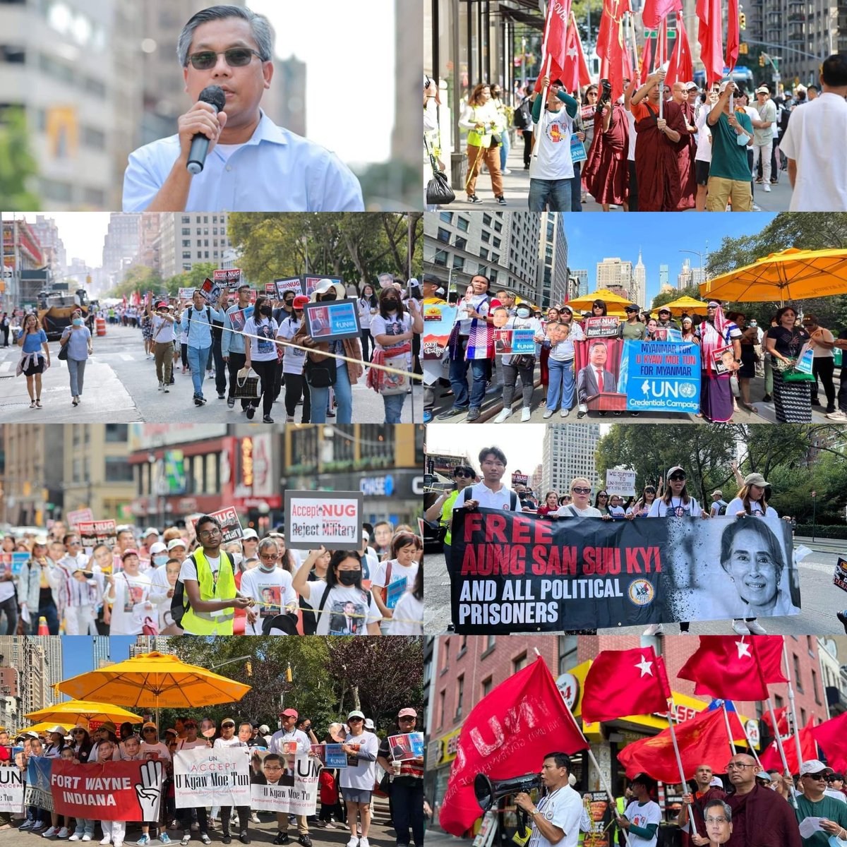 Anti-coup revolutionary strike in New York, U.S., by pro-democracy Myanmar nationalities.

Photo: CJ

#2022Sept18Coup #CivilianCasualtiesByJunta #WhatsHappeningInMyanmar