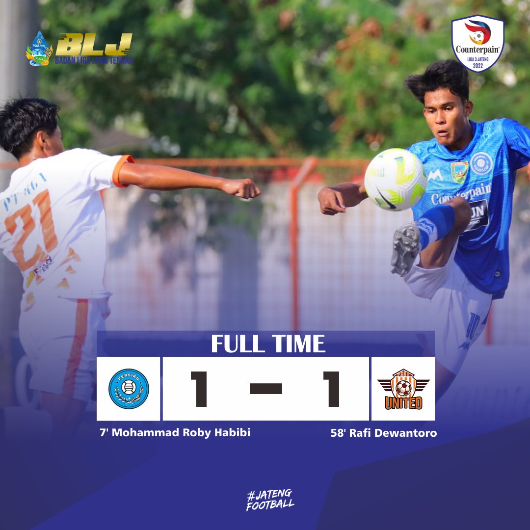 𝐅𝐔𝐋𝐋 𝐓𝐈𝐌𝐄 ‼️

Persiku Kudus (1) vs (1) PSDB Demak

Skor imbang menjadi hasil akhir laga pembukaan Counterpain Liga 3 Jateng 2022. Goal Persiku Kudus dicetak Mohammad Roby Habibi, menit 7' sementara PSDB Demak dicetak oleh Rafi Dewantoro menit 58'.

#Jatengfootball