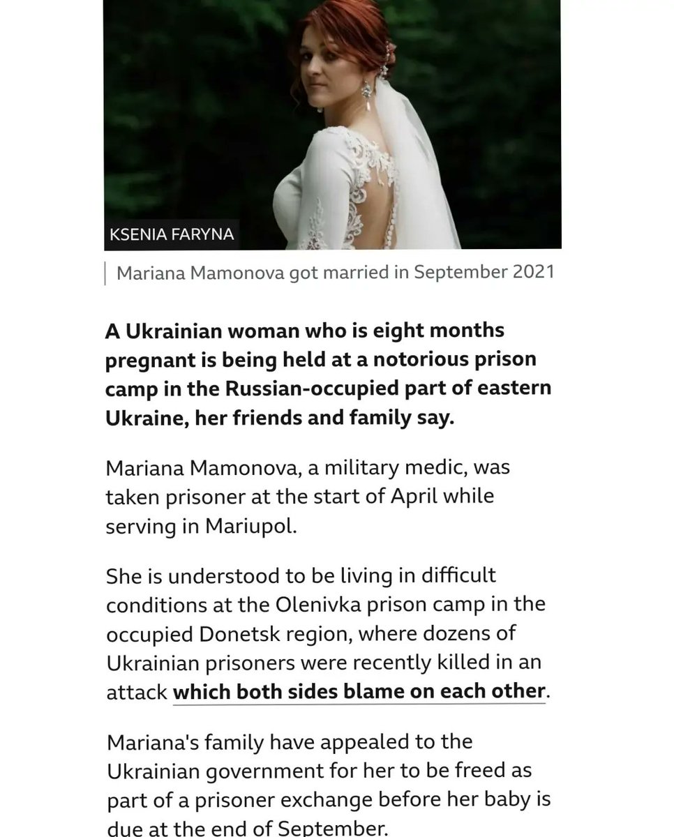 standforukrn's tweet photo. #Ukranian Medic named Mariana Mamnova who is 8 months pregnant is being held by #RussianArmy. Just imagine in which situation she would be living there. Please @DefenceU @Ukraine  take look into this matter urgently as soon as posible. #StandWithUkraine #Azovstaldefenders https://t.co/PGWgt9H6RP