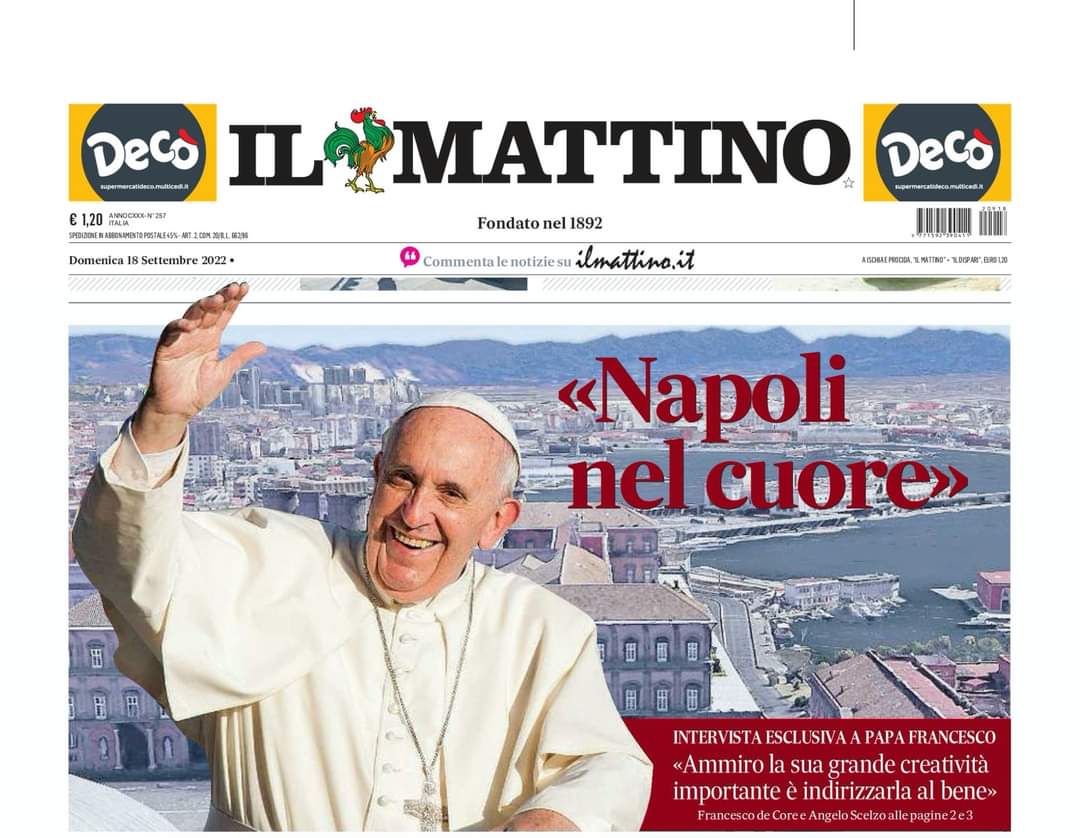 giupek1976's tweet photo. L'intervista di Papa Francesco ad @angeloscelzo e Francesco de Core pubblicata sulle pagine del #Mattino di oggi, ripresa da @vaticannews_it

https://t.co/rQbIFGalXu https://t.co/qwtLA1jtf7