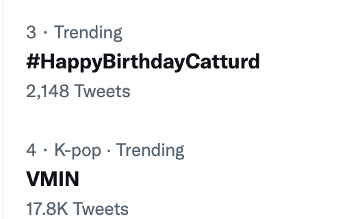 WOW  #HappyBirthdayCatturd already the #3 trend in the USA.  You guys rocks.