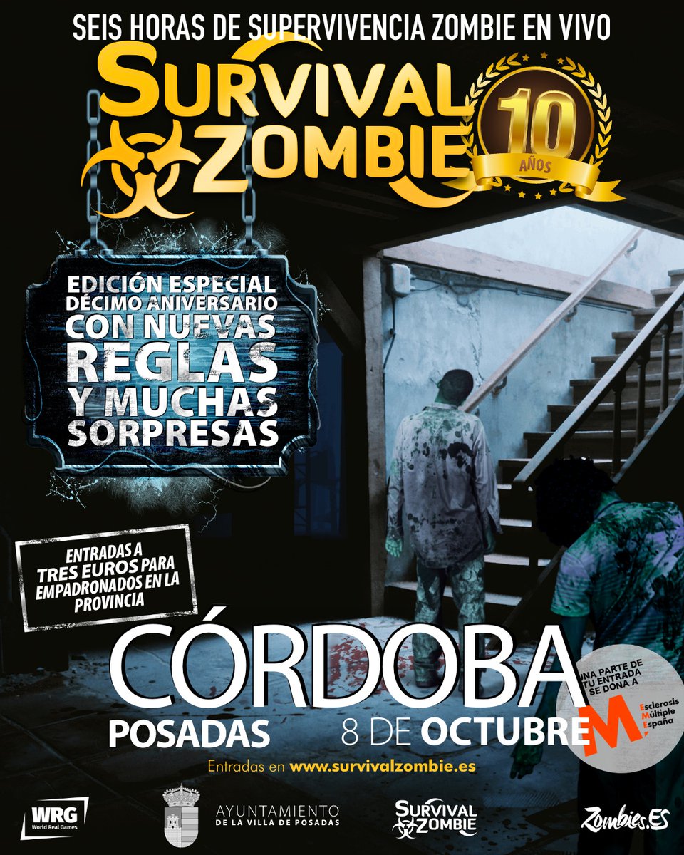 ¡Atención Andalucía! El próximo 8 de Octubre se te requiere para recuperar Posadas de los rebaños de zombies que han asolado el pueblo. Tienes seis horas para solucionar el problema. 

#supervivencia #survivalzombie #zombies #Posadas #Córdoba #Andalucia #quéhacer #retos #juegos