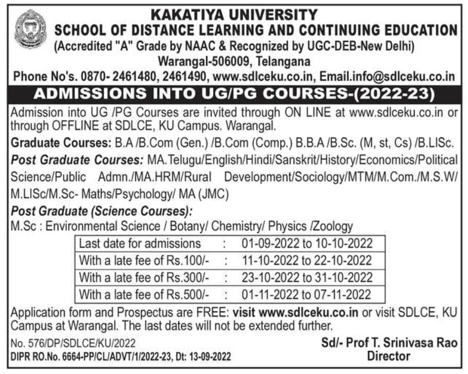 SAFITSUTTA's tweet photo. #KU #SDLCE
#Warangal
#AdmissionNotification
2022-2023
#DistanceMode
#UG #PG
#BA
#BCom
#BSc
#BLiSc
#MA
#MCom
#MSc
#MLiSc
#MSW
https://t.co/WxJxAkq6xO https://t.co/P0sZsk92y5