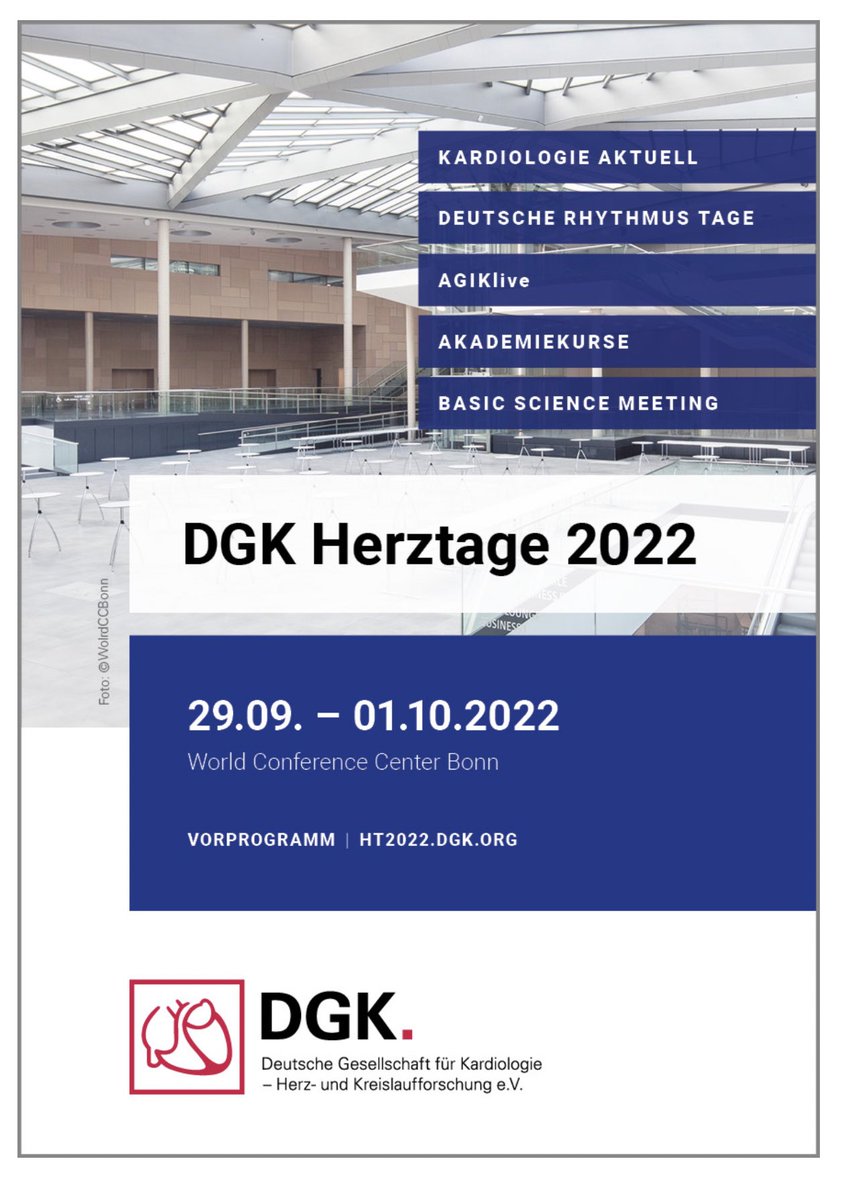 Hey #cardiotwitter 🇩🇪 In 11 Tagen starten die #DGKHerztage in Bonn - sonntags ist doch ein guter Tag sich zu registrieren, hier lang: events.mcon-mannheim.de/frontend/index… Kongresswebsite: ht2022.dgk.org Freu mich auf spannende Sessions, insbesondere die @AGIKinterv live Sessions