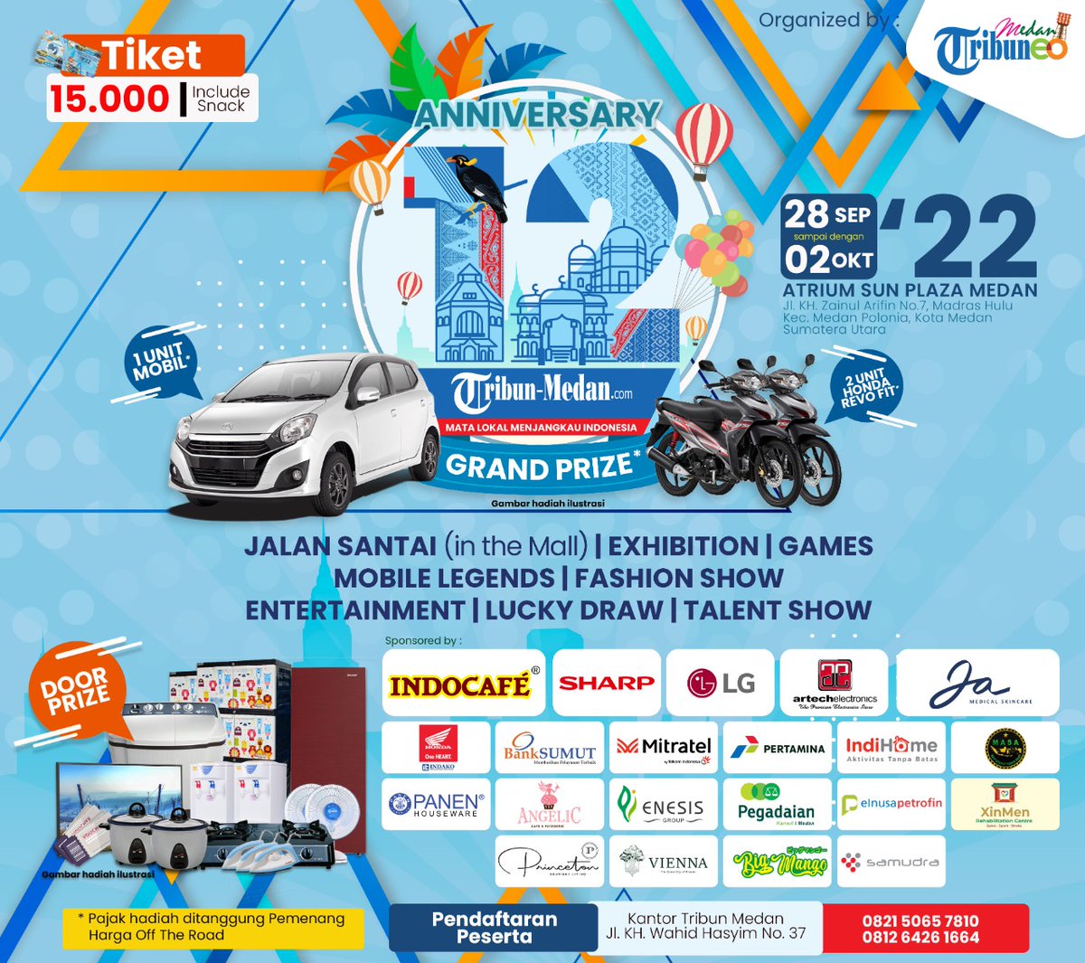 tribunmedan's tweet photo. Anniversary ke-12, Tribun Medan Adakan Event Terheboh Selama 5 hari, Tiket Terbatas!
#hut12tribunmedan #tribunmedandaily #tribuneomedan #eventmedan https://t.co/VcCZbnB3dS