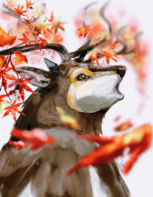 「autumn leaves deer」 illustration images(Latest)