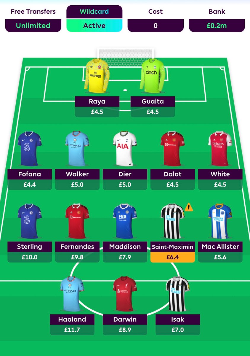 FPLBirdseyeView's tweet image. Here is how my current Differential XI is looking… 

Remember, the players have to be UNDER 10% owned 

Bar Haaland, I’m a risk taker but not a fool 😂😂