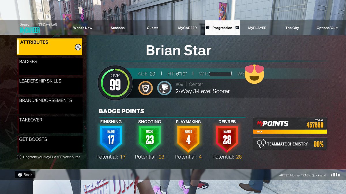 TheStarCalledB's tweet photo. 😍 Build complete ✅  #ImBack 🎯 

#PS5Share #NBA2k23 #BigMan #Center #TeamGage https://t.co/z6NGbX4hZb