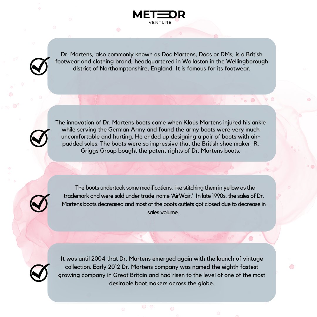 Coming next in our series of What if Wednesday let’s look at the most popular British footwear brand. What if Dr. Martens would have kept on their old model of footwear which the army didn’t approve of?

#whatifwednesday #drmartens #sucessfullstartups #strategies #adaptation