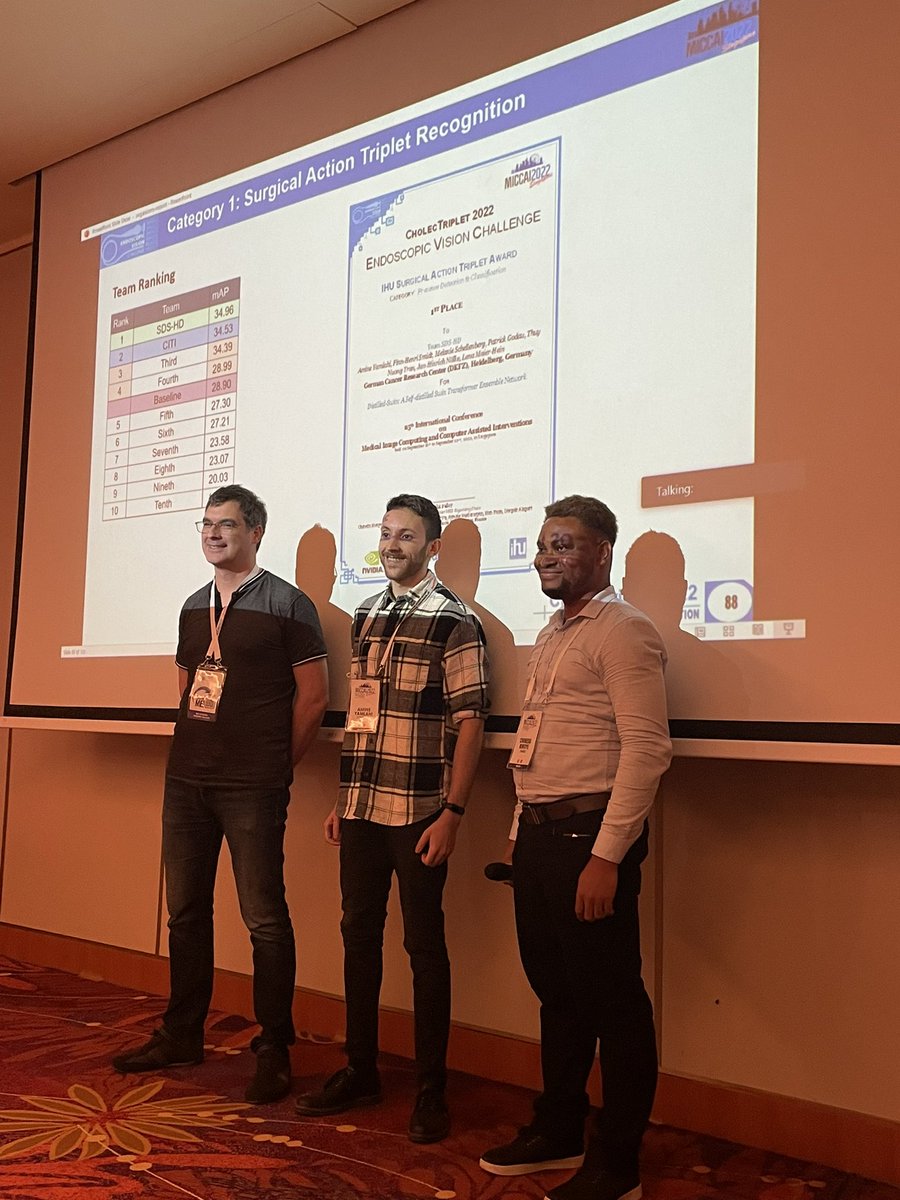 lena_maierhein's tweet image. 🏆🏆🏆Congratulations to team @DKFZ_IMSY_lab under lead of Amine for winning the surgical action detection challenge soooo nicely organized by @CammaLab et al.!
