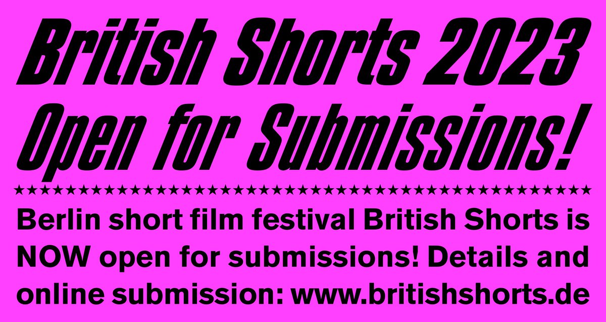Berlin film festival British Shorts is NOW open for submissions. We are looking for short films of all genres and as always the best short films will be awarded.
FREE online submission via britishshorts.de #CallForEntries #FestivalSubmission #SupportIndieFilm