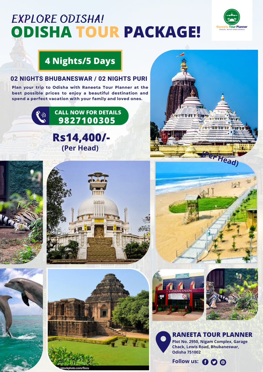 EXPLORE ODISHA WITH THE RANEETA TOUR PLANNER! 
Plan your trip to Odisha with Raneeta Tour Planner at the best possible prices.
Call us at ☎️ 9827100305 for more detail.
#odishatourpackages #odisha #odishatour #bestplacetovisitodisha #puri #bhubaneswar #jagannathtemple #traveldeal