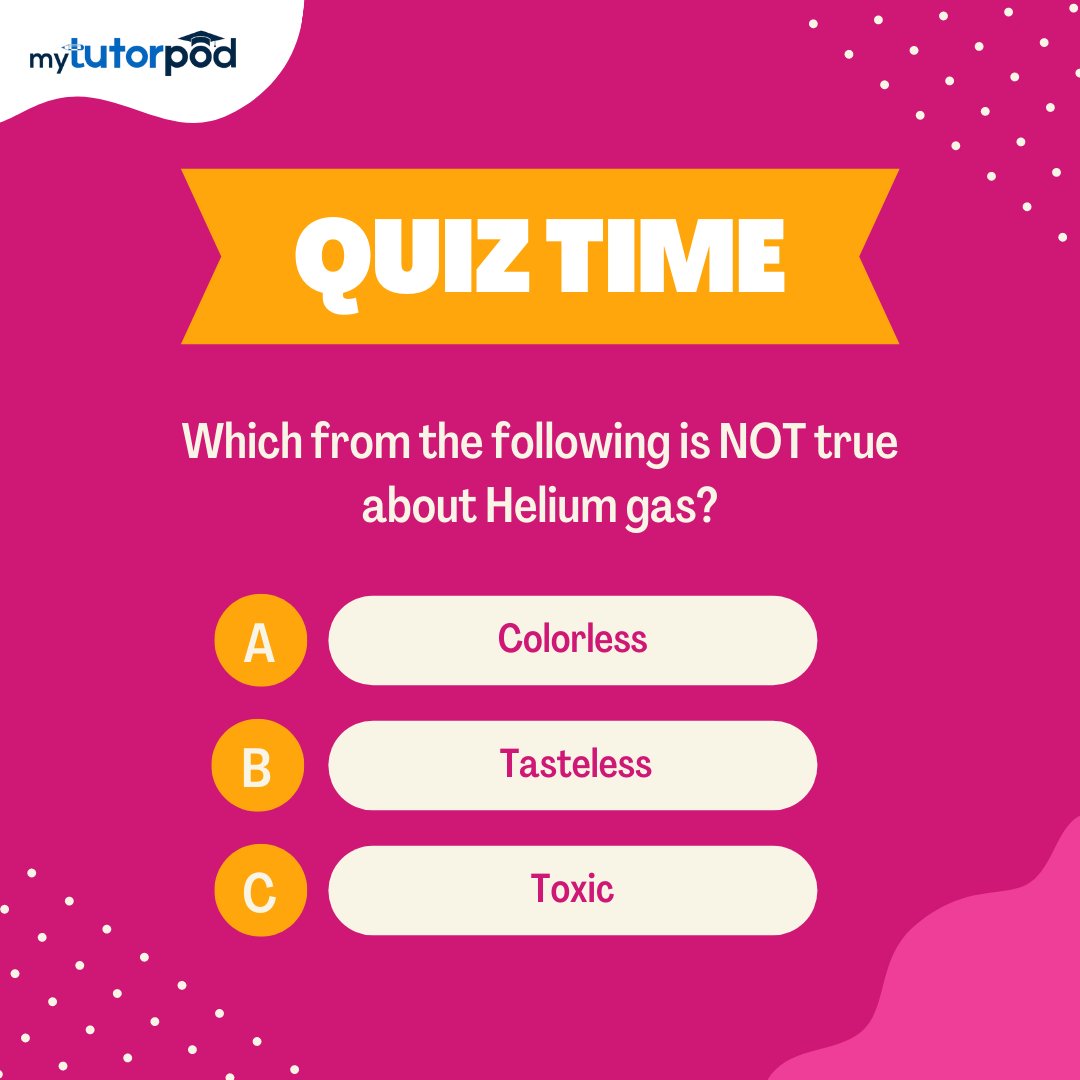 Quiz Time!

How well do you know your favorite subject? Let's see if you can answer away!

#MyTutorPod #OnlineEducationPlatform #OnlineClasses #TuitionOnline #QualifiedTeachers #QualityEducation #QuizTime #TestYourKnowledge #Chemistry
