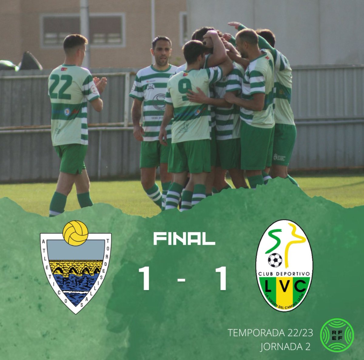 ⏱️ 𝗙𝗜𝗡𝗔𝗟 en Las Salinas 

<a href="/AtcoTordesillas/">Atlético Tordesillas</a> // 1️⃣ 
<a href="/cdlavirgen/">CD Virgen del Camino</a> // 1️⃣ 

#VamosVerdes💚🤍 | #JuntosHacemosElCamino | #TordesillasLaVirgen