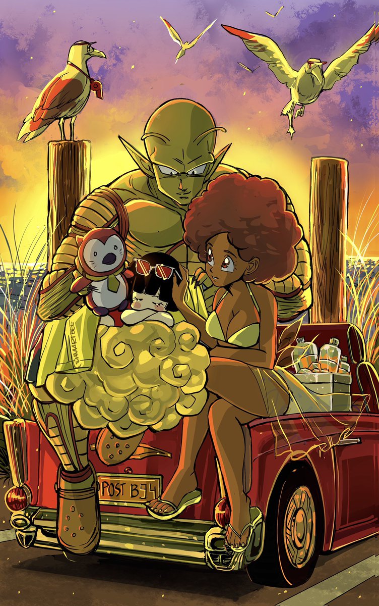 Piccolo and Janet Beach Day end with Pan falling asleep by the Sunset.