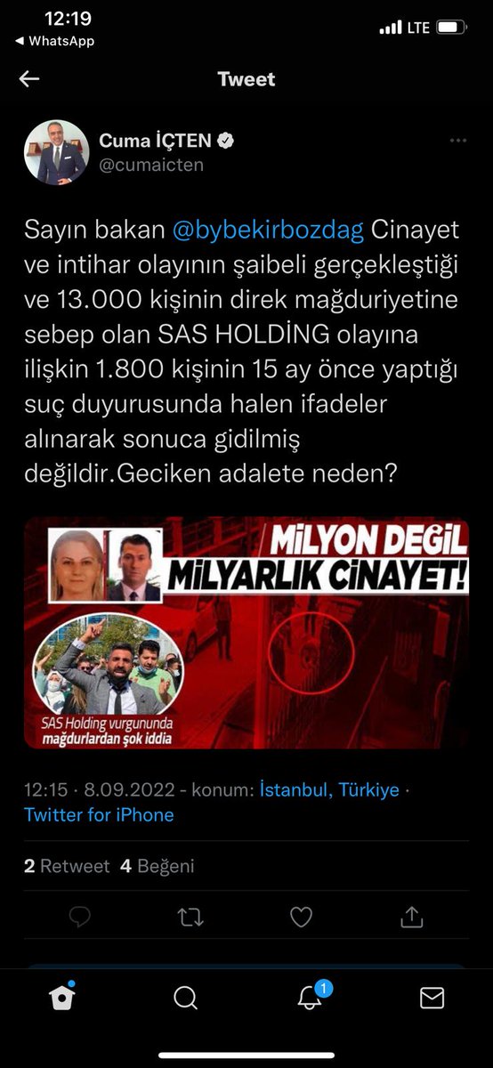 Sayın başkanım adalet nerede 1.5 senedir şikayet dosyamizin açılmasını bekliyoruz sas holding mağdurları
<a href="/Ahmet_Davutoglu/">Ahmet Davutoğlu</a>
