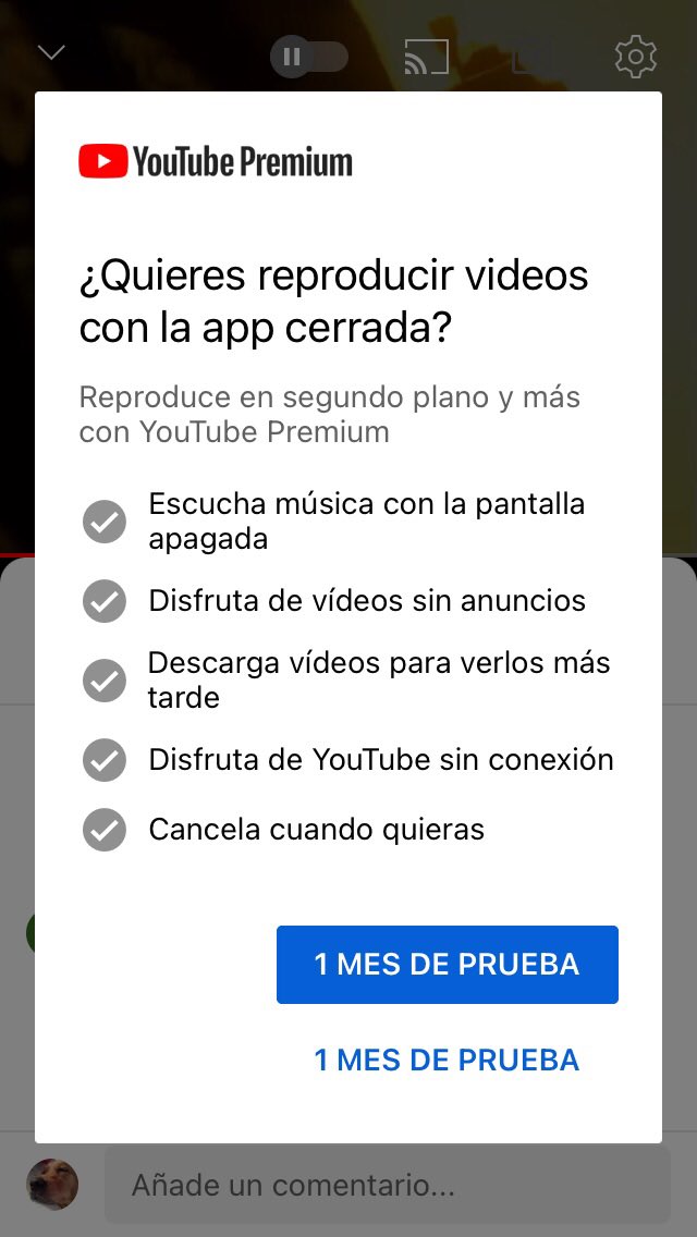 conHorchata's tweet photo. YouTube Premium cada vez más agresivo. https://t.co/znfu00Ub3M