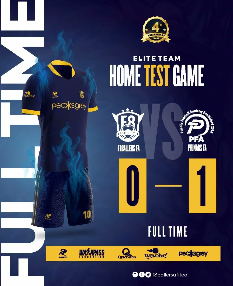 f8ballersafrica's tweet photo. Results vs #PrinabsFA
The finishing by Ganiu in #PrimeTeam's buildup was our only goal in yesterday's friendly across the categories.
#football #soccer #footballacademy #footballplayers #WeAreChampions
WE ARE CHAMPIONS πβ½π https://t.co/A1cfMSaB4Z