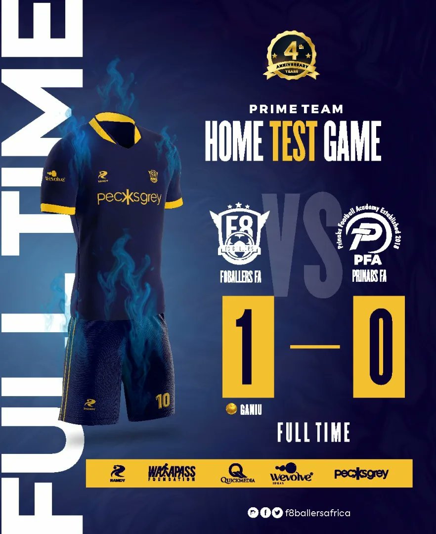 f8ballersafrica's tweet photo. Results vs #PrinabsFA
The finishing by Ganiu in #PrimeTeam's buildup was our only goal in yesterday's friendly across the categories.
#football #soccer #footballacademy #footballplayers #WeAreChampions
WE ARE CHAMPIONS πβ½π https://t.co/A1cfMSaB4Z