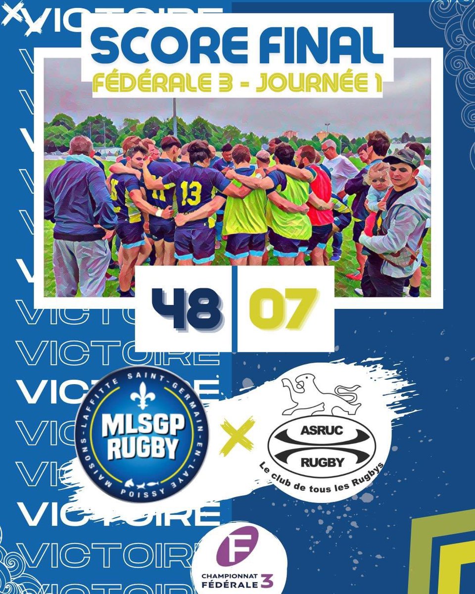 Gros départ pour nos seniors qui ramènent les 5 points pour ce championnat de Fédérale 3 ! 🎉

Victoire 48-7 pour l’équipe première, qui a dominé sur tous les plans de jeu ! 🏉
Un bonus offensif bien mérité 🤝

#mlsgp78 #federale3 #rugby #championnat  #competition #mlsgpfami