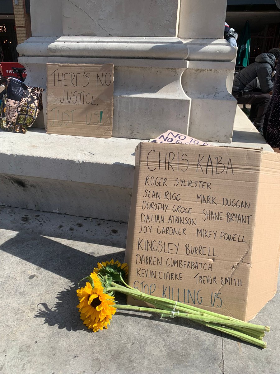 Yesterdays demo was a very emotional affair. We wanted to show our condolences and solidarity to #JusticeForChrisKaba. Thank you to everyone who showed up, we really appreciated seeing so many friendly faces. Thank you to the very kind stranger for bringing the sunflowers
~ Holly