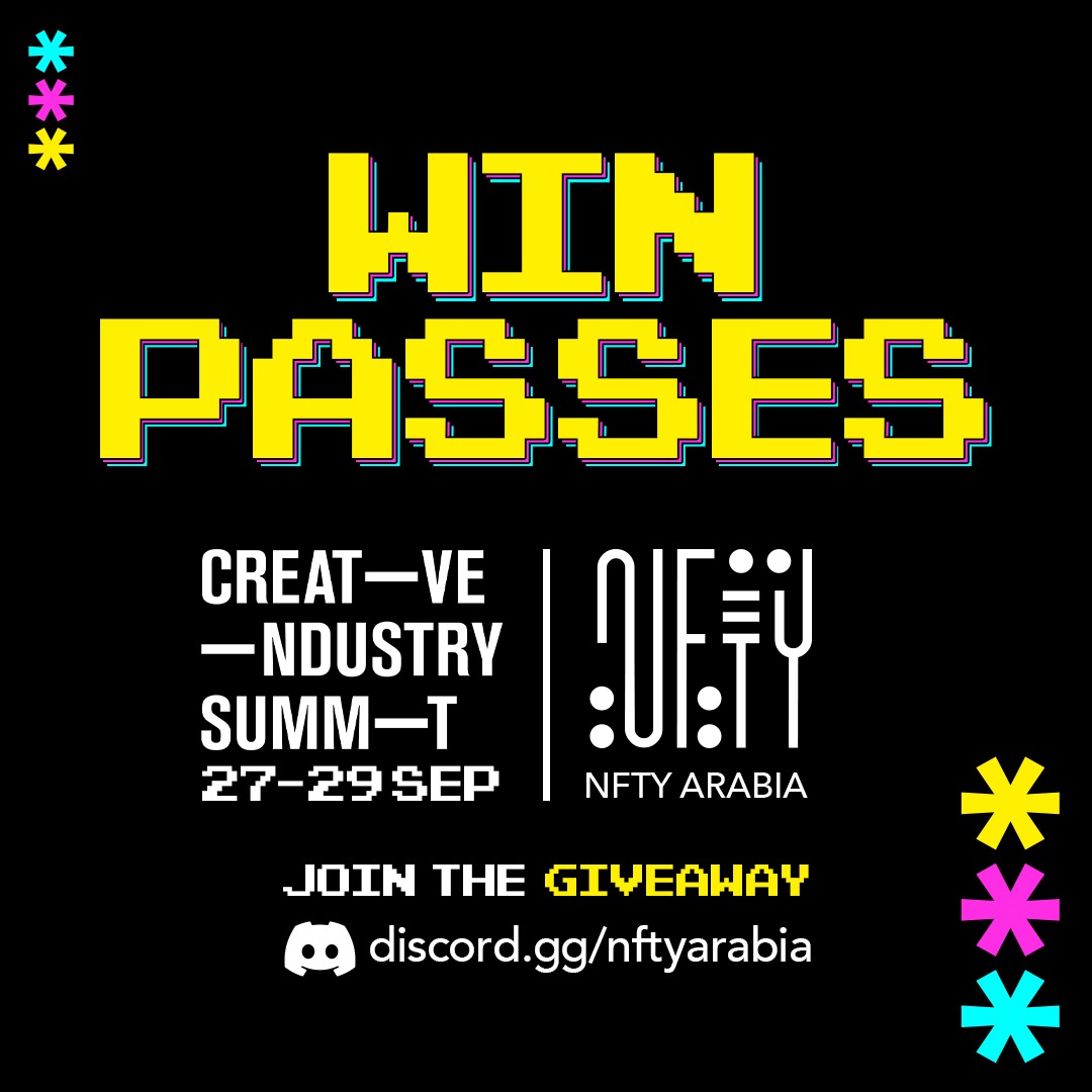 NFTYArabia's tweet photo. #COMPETITION: WIN PASSES TO CREATIVE INDUSTRY SUMMIT (@creativeindMENA) 2022, CAIRO AND ATTEND THE WEB 3 TRACK BY @NFTYScene https://t.co/AXGJ8P4TdN