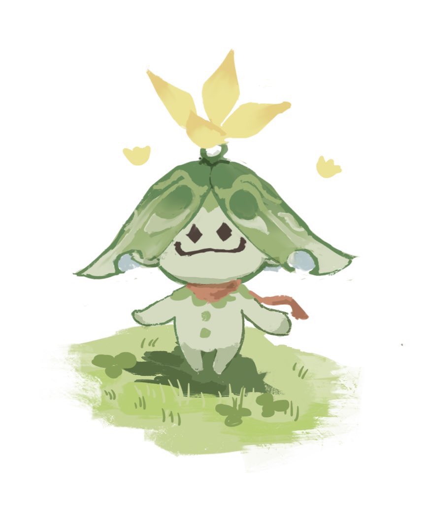 grass pokemon (creature) no humans solo white background standing smile  illustration images