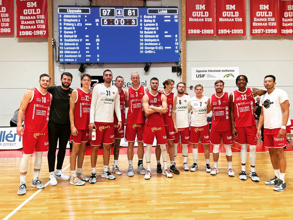 uppsala_basket's tweet photo. 🔥 VIDARE I CUPEN EFTER IMPONERANDE SEGER! 🔥

Uppsala Basket är vidare till kvartsfinal i Svenska Cupen efter seger, 97-81 mot BC Luleå. 👀🔥

Poänggörare, Uppsala: Gaddefors 26, Shepherd 25, Zekovic 9, Friberg 9, Axelsson-Kaltak 9, Larsson 8, Hinton 6, Delryd 4. #UppsalaBasket https://t.co/H4x6NcBvWW
